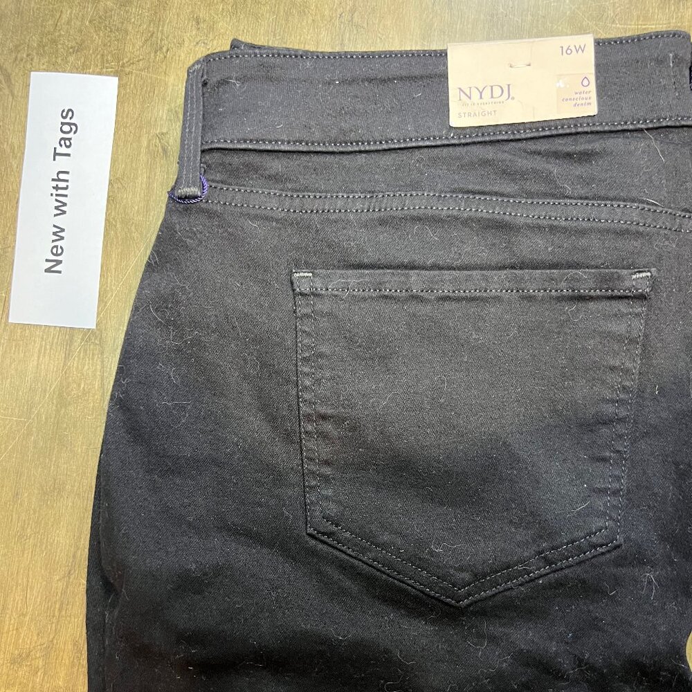 "NYDJ Marilyn Straight Black Jeans 16W New With Tags "